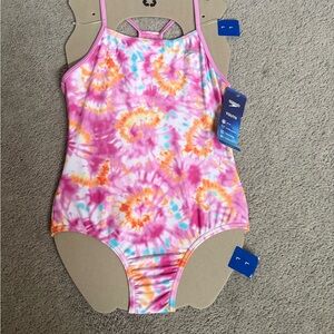 Speedo Youth Tie-Dye One-Piece Swimsuit - Pink/Orange/Blue
